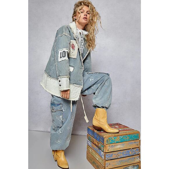 "Cartwright" Quilted Love Heart Denim Jacket - Picture 3 of 4